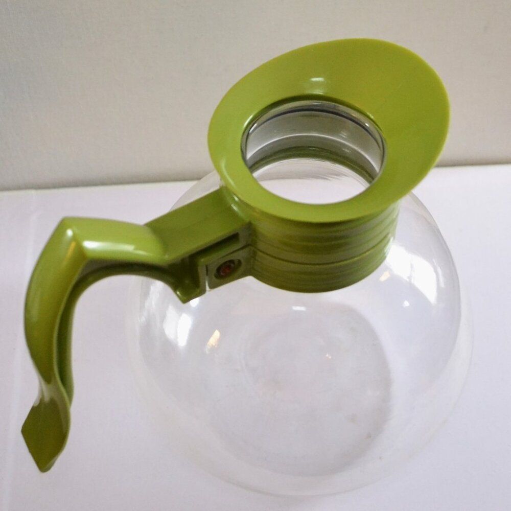 Vintage Clear Glass Avocado Handle Whistling Teapot Retro Kitchen Decor - Picture 4 of 4